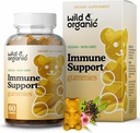 Wild & Organic Immune Support Gumies - Elderberry 1000mg & C-vitamin 500mg - Natural Immunity Supplement Supplement - Vegan Immunity Gumies C D-vitamin Cink - 60 Count