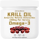 Antarktisz Krill olaj kiegészítés, Gazdag Omega-3s EPA, DHA & Astaxantin, 1000mg per szerving, Supplement for Heart and Immunity, 300 Soft- Gels