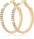 Nagy nagy 925 Sterling Ezüst Hoop Fülek Nők Palota Crystal 14k Plated Gold Hoops fülbevaló Womens Thin Sparkly Cubic Zirconia nyilatkozat Rhinestone Ékszer Non Tarnish Hypoallergenic