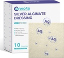 Conkote Ezüst Alginate Sebtapaszok 2 "x 2", 10 csomag, nem-Stick párnázott Ag foltok, Highly Absorbend for Pressure Ulcer, Bed Sore és Diabetic Foot Ulcer