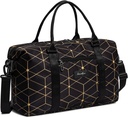 Clementine Tate Bag 124; Weekender Bags for Women Women Women124; Perfect Duffle Bag for Overnights, Traveling, and Gym Yellow 124; Black / Gold Geometry - Medium