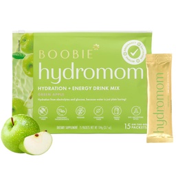 Boobie Hydromom Superfood Electrolyte Drink Mix, Green Apple) 124; Frissítés Energy & Hydration Boost Mamas draft 124; On- The- & Travel Essentials for terhességi, Szoptatás, & Beyond, 15 csomag