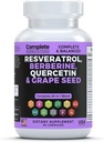 Resveratrol kiegészítés Quercetin, Berberine, Grape Seed kivonat & Polifenol keverék a bőr egészségügyi, Immuntámogatás és antioxidáns boost
