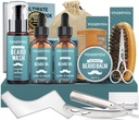 Beard Kit, Beard Grooming Kit for Men W / Straight Razor, 2 PAK Beard Oil, Wash, Balm, Brush, Comb, Olló Mens Szülinapi ajándékok Férfibarát Férj Szakáll Borotválkozás Kit
