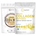 Mikro összetevők D3-vitamin 10000 iu + K2 200 mcg Kókuszolaj Softkels & Organic Collagen Peptides Power Bundle 2 Pack A124; Essential Sunshine Vitamins d.124; Hidrolizált I. és III. típusú szarvasmarha-kollagén