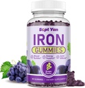 Vas gumik nők és férfiak számára, Vas gumik foláttal, B12-vitamin, Cink & D3 a Blood Building, Energy Boost, Immune Support & Bone Health, Gyengéd abszorpció, Vegan, Grape Favour 60ct