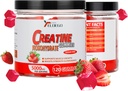 Kreatin Monohydrat-Gummi 5000mg Zucker Frei für Männer und Frauen, mit L-Taurine + Vitamin B12 für Muskelkraft, Muskelaufbau, Energieschub, Pre-Workout-Ergänzung, Erdbeere, 120 Zähler