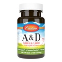 Carlson - A & D, 25000 NE (7500 µg RAE) A-vitamin, 1000 NE (25 µg) D-vitamin, Vision Support, Skin Health, 100 Softgels