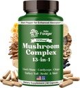 Pilzkomplex Kapseln, 13-in-1 Pilz-Ergänzung, Lion's Mane, Reishi, Cordyceps, &amp; More, Fördert Fokus, Klarheit, & Gedächtnis, Extrakt-Ergänzung, 1 Monat Versorgung, 60 Zähler