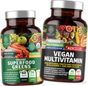 Number One Nutrition N1N Premium Plant- Based Multivitamin [86 Erőteljes Összetevők] és Organic Superfood Greens [28 Erőteljes Összetevők], hogy támogassa a Gut Health and Complete Wellness, 2 Pack Bundle