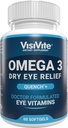 Omega 3 száraz szem kiegészítők EPA-val és DHA - ViziVite száraz szem enyhítése Quench + Szem vitaminok száraz szem Omega 3 kiegészítés - Száraz szem vitaminok Készült Omega 3 Halolaj - 60 Softgels.