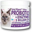 Total Digest ™ Feline probiotikumok és enzimek, All- Natural Digestive System Diétás Supplement Formula macskáknak (120 adag)