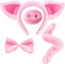 Spooktacular Creations Pink Pig Dalmát kosztümök Set fülek Orr Farok és Bow Tie, Animal Coodess kiegészítők Unisex