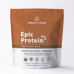 Sprout Living Epic Protein, Plant Based Protein & Superfoods Powder, Chocolate Maca Powder 124; 20 Grams Organic Protein Powder, Vegan, Non Dairy, Non-GMO, Gluten Free, Low Sugar (5 font, 60 szervizelés)