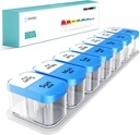 Daviky Large Pill Organizer 2 Times egy nap - XL Pill Box 7 nap, Big Vitamin Holder 7 eltávolítható AM / PM kompartmentekkel, Big Supplement Container for Weekly or Daily Use (Blue)