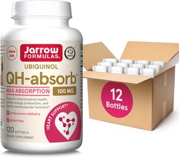 Jarrow Formulas QH- Absorb, 100 mg, Ubikinol Dietary Supplement for Healthy Cardiovascularis Function, 120 Softgels, 120 Day Supply, 12 Packs