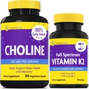 InnovixLabs Kolin & vitamin K2 Bundle kolin bitartarát 550mg (100 kapszula) Teljes spektrumú K2-vitamin (90 Softgel). Támogatja a memóriát, a hangulatot, az agy egészségét és a kognitív fokozatot.