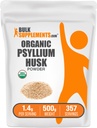 BulkSupplemens.com Organic Psyllium Husk Powder - Psyllium Husk Powder for Baking, Fiber Supplement - Gluten Free, 1,4g per Serving, 500g (1,1 £) (1 db-os csomag)