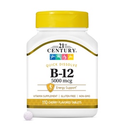 21. Century B- 12 5000 µg, 110 Cherry Ízesített nyelvalatti tabletta, 110 gróf