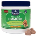 Eredeti Labs Allergia és Immun Support Supplement, Omega 3 Fish Oil, Bee Pollen, Colostrum, Probiotics, Prebiotics for Gut Health, Skin and Coat Health, Antioxidánsok, Törökország Flavor, 90 Soft Chews
