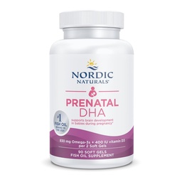 Nordic Naturals Prenatal DHA, Unflavored - 90 Soft Gels - 830 mg Omega3 + 400 NE D3 - Támogatja az agy fejlődését a babák terhesség és szoptatás alatt - Non-GMO - 45 Servings