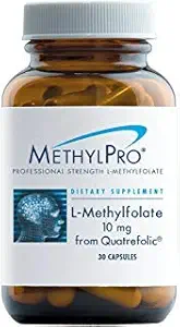 MetilPro L Metilfolát 10mg (Quatrefolic-ból) - Professional Strength L- Metilfolát kiegészítés agy- és hangulattámogatás - MTHFR kiegészítés (30 kapszula)