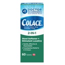 Colace 2- in1 Stool Softener Plus Stimulant Laxative a gyengén hatékony székrekedés enyhítésére, Docusate Nátrium- Plus Sennosides, 60 Count
