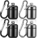 Hicerer 4 Pack Flar Plug Carrying Case Portable Pill Holder Case Vízálló Metal Small Pill Container Carrier for Earplugs and Ékszer Holder (Black, Gray)