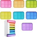 7 Piecet Set Pill Organizer 6 Times egy nap, Weekly Pill Case, Pill Organizer with Labels, Travel Pill Dispenser 7 Day with 42 Copartments for Medication / Vitamin / Fish Oil / Supplements - Szivárvány színek