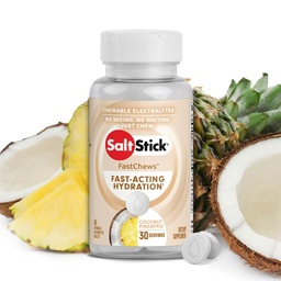 SaltStick Electrolyte FastChews - 60 Coconut ananász rágótabletta - Sós tabletta futásra és hidratálásra, Elektrolyte sajtok - 60 gróf