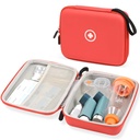Fukumi Hard Travel Case für Asthma Inhaler, Inhaler Spacer Case für Kinder und Erwachsene, Masken, Asthma Zubehör Case mit Mesh Pocket für Medizin und andere Zubehör, Rot (Sache Only)