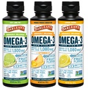 Barlean Omega 3 Fish Oil Liquid Supplement 3- Flavor variety Pack for men and Women, EPA and DHA Fatty Acid, includes Key Lime Pie, Lemon Crème and Mango Peach Flavors, 8 oz