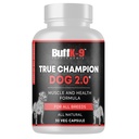 BuffK- 9 True Champ 2.0 Muscle Building Supplement for Dogs, Canine Support Capsules with Vitamin B6 B12 Ashwagandha Folate for Muscle, Bone and Joint Support, 30 Veg Capsules