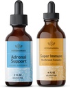 HERBAMAMA Mellékvese támogatás és Super Immun Mushrom Blend Kit - Bundle of Liquid Adrenal Support Complex 2 fl oz & Super Immune Gumoszoba Drop 4 fl oz - Vegan, Non-GMO, Sugar & Alcohol- Free - 2 Pack