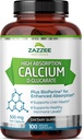 Zazzee magas abszorpció Kalcium D-glukarát, 500 mg / kapszula, 3 mg BioPerin fokozott abszorpcióhoz, 100 Vegan kapszula, plusz brokkoli 10: 1 kivonat, 100% vegetáriánus, CDG, All-Natural és Non-GMO