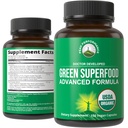 Bio Super Greens 150 Kapseln - Green Juice Superfood Supplement mit 25 Alle natürlichen Zutaten. Max Energy und Detox Super Food Pillen mit Spirulina, Spinat, Kale, Turmeric, Probiotics