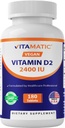 Vitamatic D2-vitamin 60 µg (2400 NE) - Ergocalciferol - 180 Vegetáriánus tabletta (180 tabletta (1-es kiszerelés)) (1 üveg)