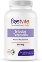 BESTVITE Tribulus Terrestris 850mg kapszula (240 vegetáriánus kapszula) - Szabványosított kivonat - Min 45% szaponinok - Nincs Sztearát - Nem Szilícium-dioxid - Nem Fillers - Vegán - Nem GMO - Gluten Free