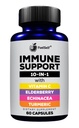 Immunszuppresszív booster kiegészítés Elderberry, C-vitamin, Echinacea, Kurkuma kurkuminoidok, E-vitamin, B6-vitamin, Cink, L- Glutamin HCL, fokhagyma, Lactobacillus Acidophilus:: 60 gróf, 1 csomag