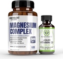 Magnézium komplexum 5 legjobb formával és folyékony D3-vitamin 5000 NE Bundle - 4 hónapos ellátás 500 mg magnézium-glicinát, oxid, taurát, kelát, magnézium-citrát - alvás és immuntámogatás