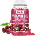 B12-vitamin Komplex 5000 µg metil-B12, Adenosyl B12 & Hydroxy B12, Q10 koenzim, folsav, C-vitamin, Rágóképes B 12 energia támogatás, metabolizmus, csontegészség - Cherry Flavor