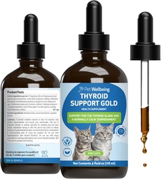 Pet Wellbeing Pajzsmirigy támogatás arany macskák - támogatja egészséges pajzsmirigy Gland funkció macskák, normál anyagcsere, Bugleweed, Lemon Balm - Veterinarian- Formulált Herbal kiegészítés 4 fl oz (118 ml)