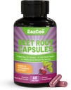 Beet Root kapszula 1000mg Per Serving, Támogatja a nitrogén-oxid termelés és a vérnyomás, fekete bors kivonat, nem-GMO, glutén mentes, Vegan - 60 Counts