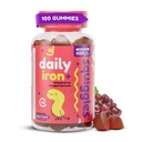 Squiggles Kids Daily Iron + Gumies - rágótabletta vassal, multivitamin gyerekeknek, alacsony cukor, Vegan, Toddler Gumies, Nyami Grape Flavor (100 gróf)