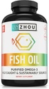 Zhou Halolaj - Halolaj kiegészítés nők és férfiak számára, Omega 3 zsírsav, természetes forrása DHA & EPA felnőttek, Burless, Tiszta, Szív & Közös egészség - 120 Softgels