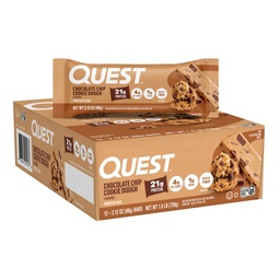 Quest Nutrition Chocolate Chip Cookie Dough Protein Bárok, Magas fehérje, Alacsony szénhidrát, Gluten Free, Keto Friendly, 12 gróf