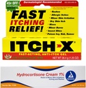 Itch- x Itch Relief Gel 1,25 oz + Hydrocortisone Cream 1 oz Fast Relief for Rash, Minor Burns, Insect Bites, Poison Ivy, Oak, Sumac.