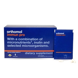 Orthomol Immun Pro, Immun Support, Probiotic Gout Health Supplement, Inulin Prebiotic Fiber, 30- napos ellátás, A, B, C, D, E, Cink, Jód, Probiotics nőknek és férfiaknak, Napi por & kapszula