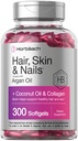 Horbäach Haar Haut und Nägel Vitamine | 300 Softgele | mit Biotin und Collagen | Infused mit Argan Öl und Kokosöl | Non-GMO, Glutenfreie Ergänzung