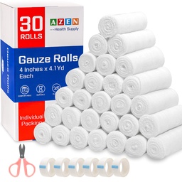 AZEN 30 Pack Gaze Rolls kötszerek, 4 x 4.1 Yards, Prémium orvosi kellékek és elsősegély-kiegészítők, kötszer Vet Wrap, múmia Wraps